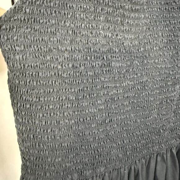 Madewell Black The Melody Smocked Midi Dress 100% Cotton Pockets Medium - Picture 5 of 8